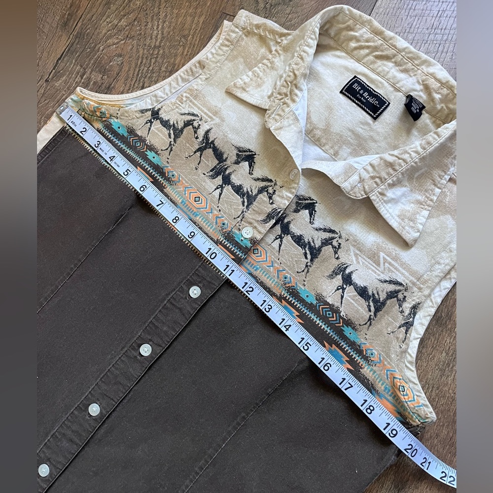 Wrangler Sleeveless Button Down Shirts - Brown and Cream - Picture 9 of 14